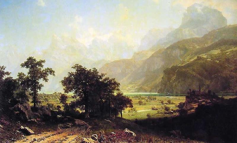 Albert Bierstadt Lake Lucerne, Switzerland Sweden oil painting art